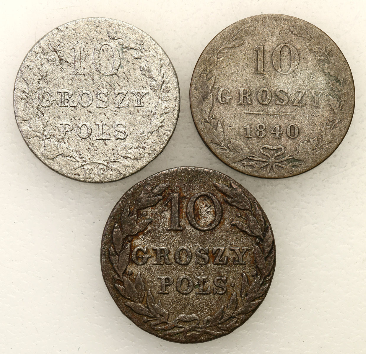 Polska XIX w./Rosja. 10 groszy 1816-1840, Warszawa, zestaw 3 monet